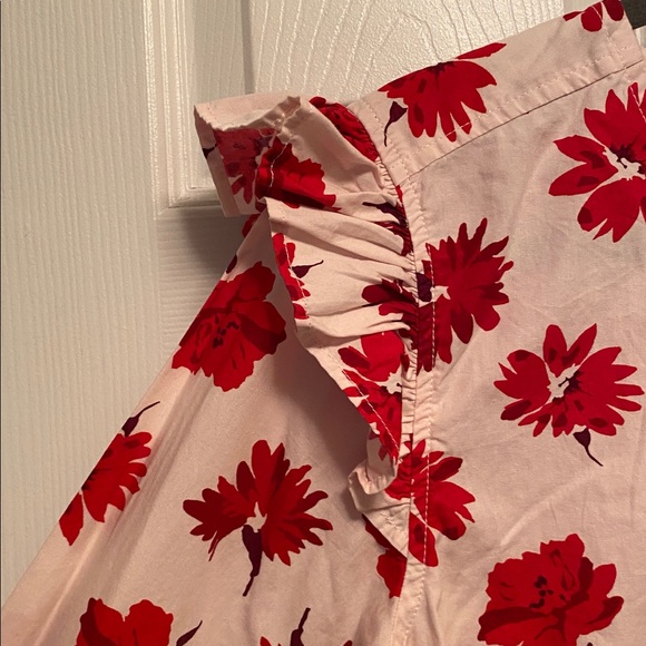 Free Assembly Red Floral Long Sleeve High Low Blouse…size M - Picture 3 of 7